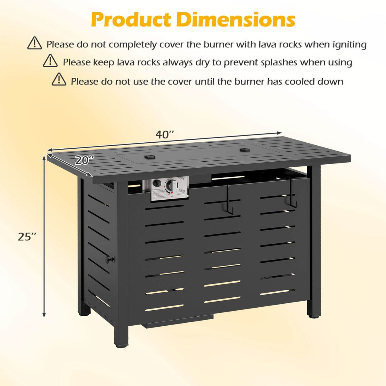 40-Inch Outdoor Propane Fire Pit with Adjustable Flames product image