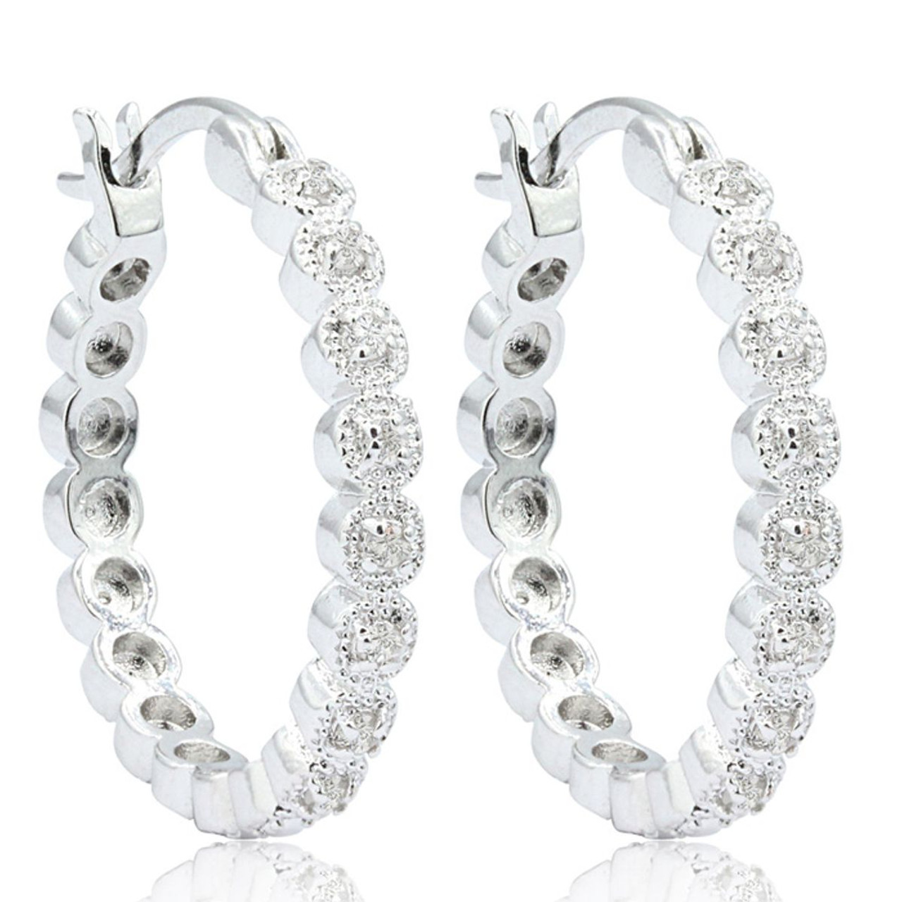 Sterling Silver 1/4 Carat Fiery Natural Diamond Hoops product image Sterling Silver 1/4 Carat Fiery Natural Diamond Hoops product image