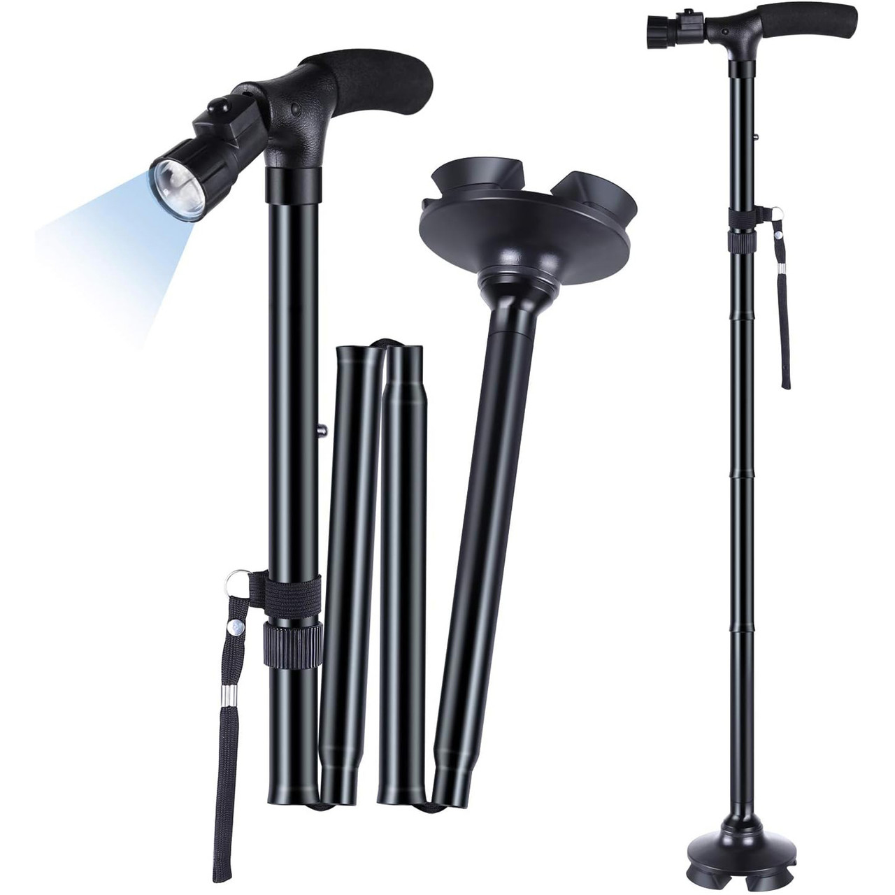 Adjustable Folding Walking Cane with LED Light product image Adjustable Folding Walking Cane with LED Light product image