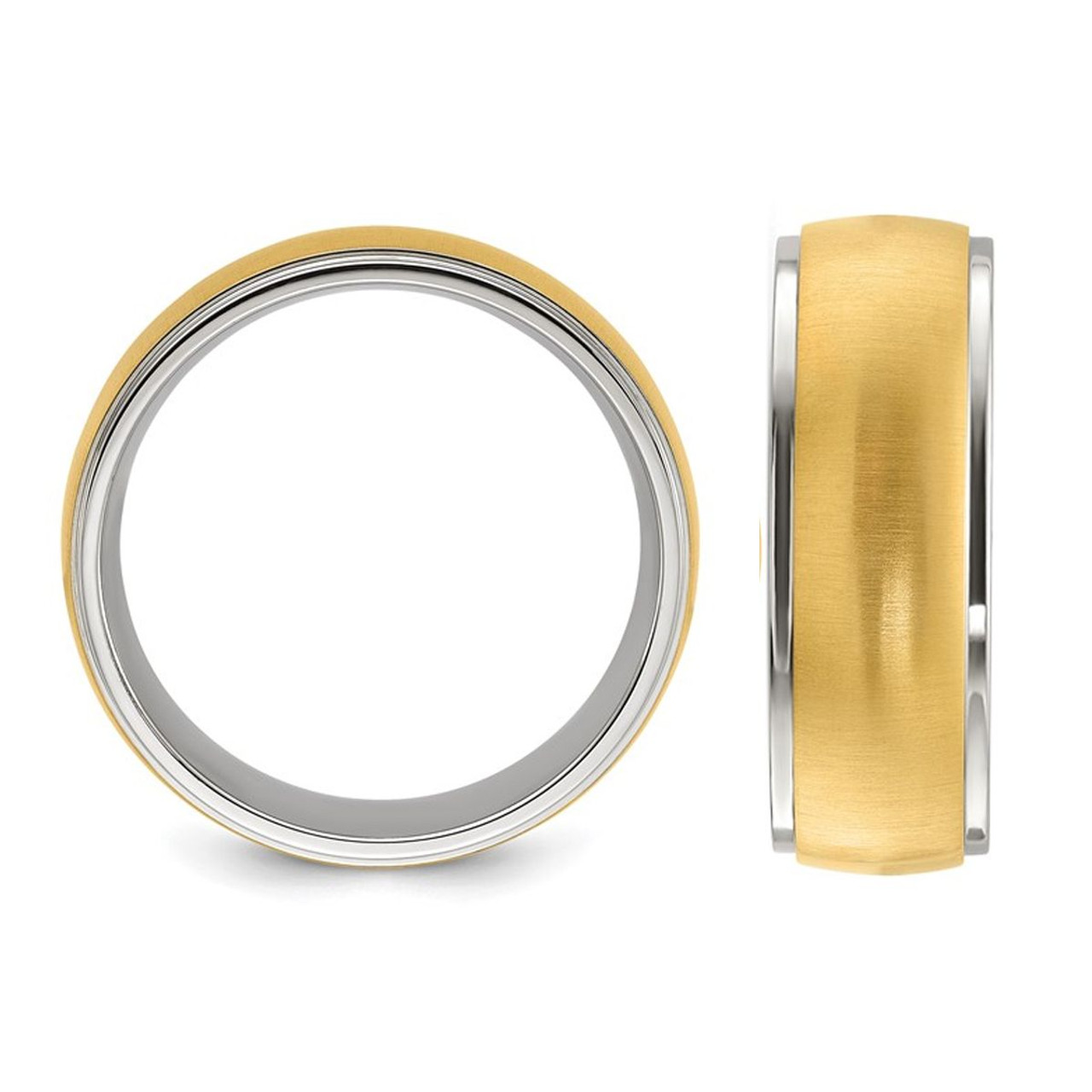 Men's Titanium Brushed Yellow Plated Wedding Band product image Men's Titanium Brushed Yellow Plated Wedding Band product image