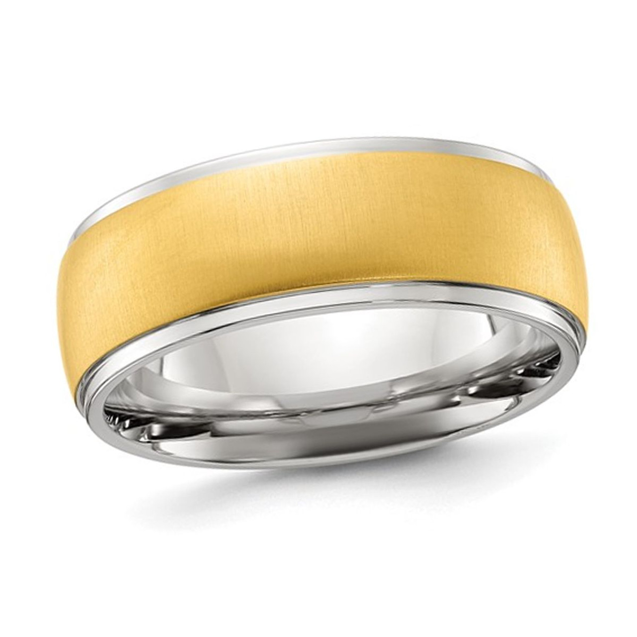Men's Titanium Brushed Yellow Plated Wedding Band product image Men's Titanium Brushed Yellow Plated Wedding Band product image