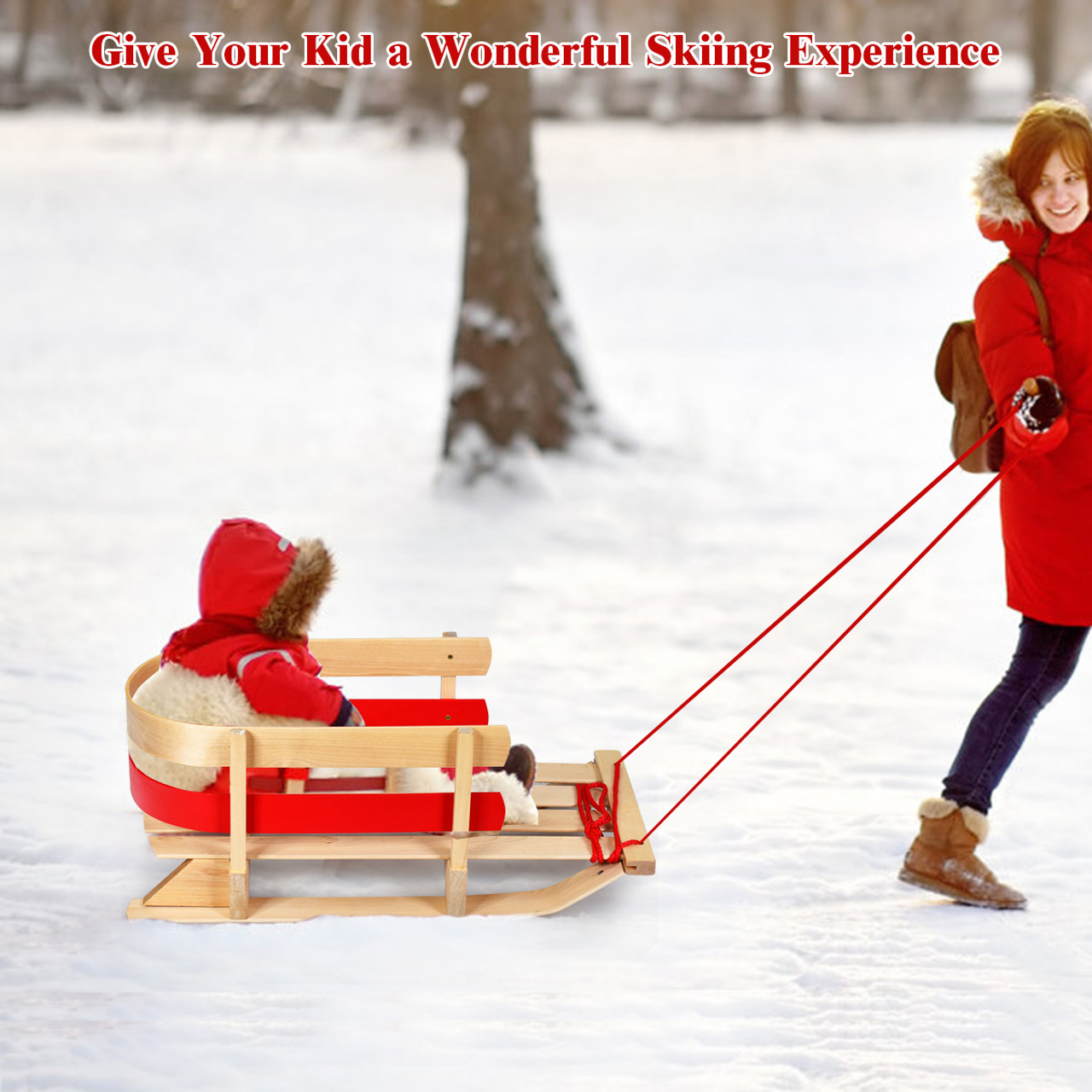 Children's Wooden Sled with Seat product image