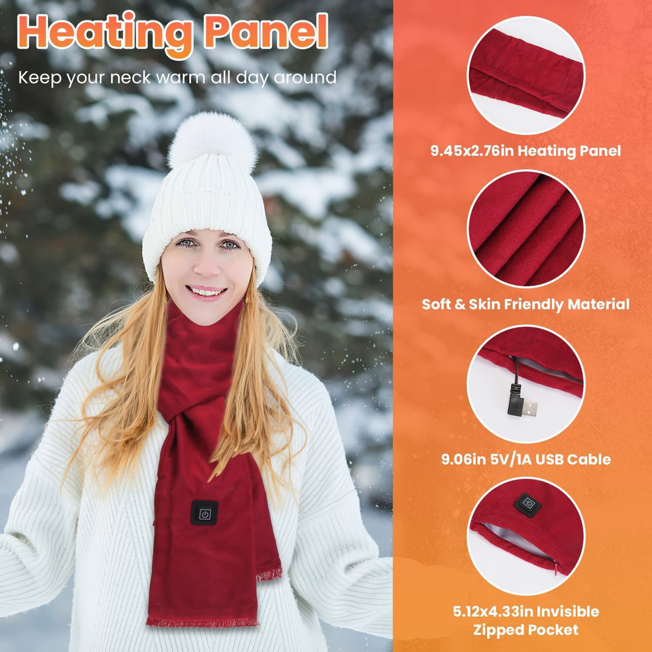 Heated USB Winter Scarf (Requires Power Bank) product image