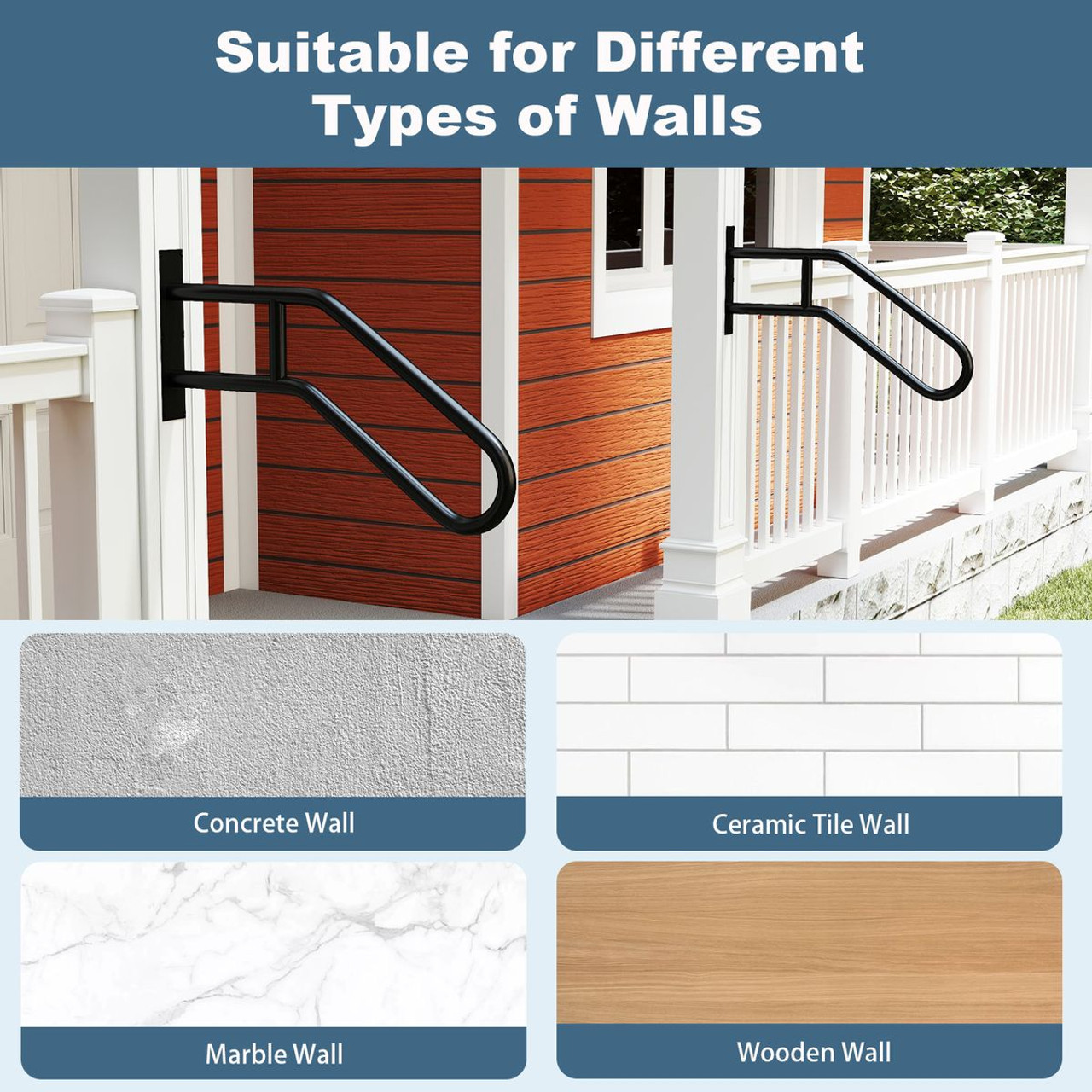 Heavy-Duty Wall-Mounted Handrail (1- or 2-Pack) product image