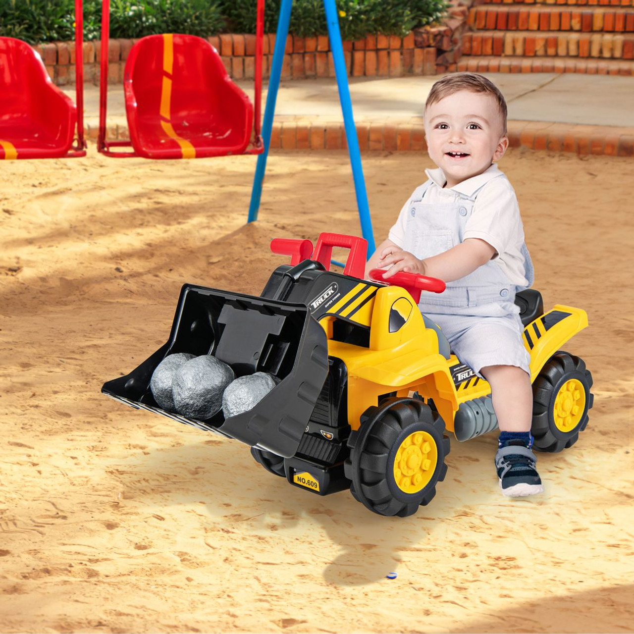 Kids' Ride-on Excavator with Realistic Sound and Rear Storage Space product image