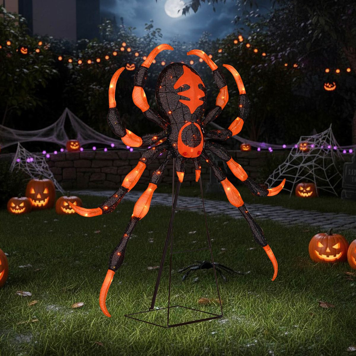 52” Spider Decoration with Flickering Warm White LEDs product image