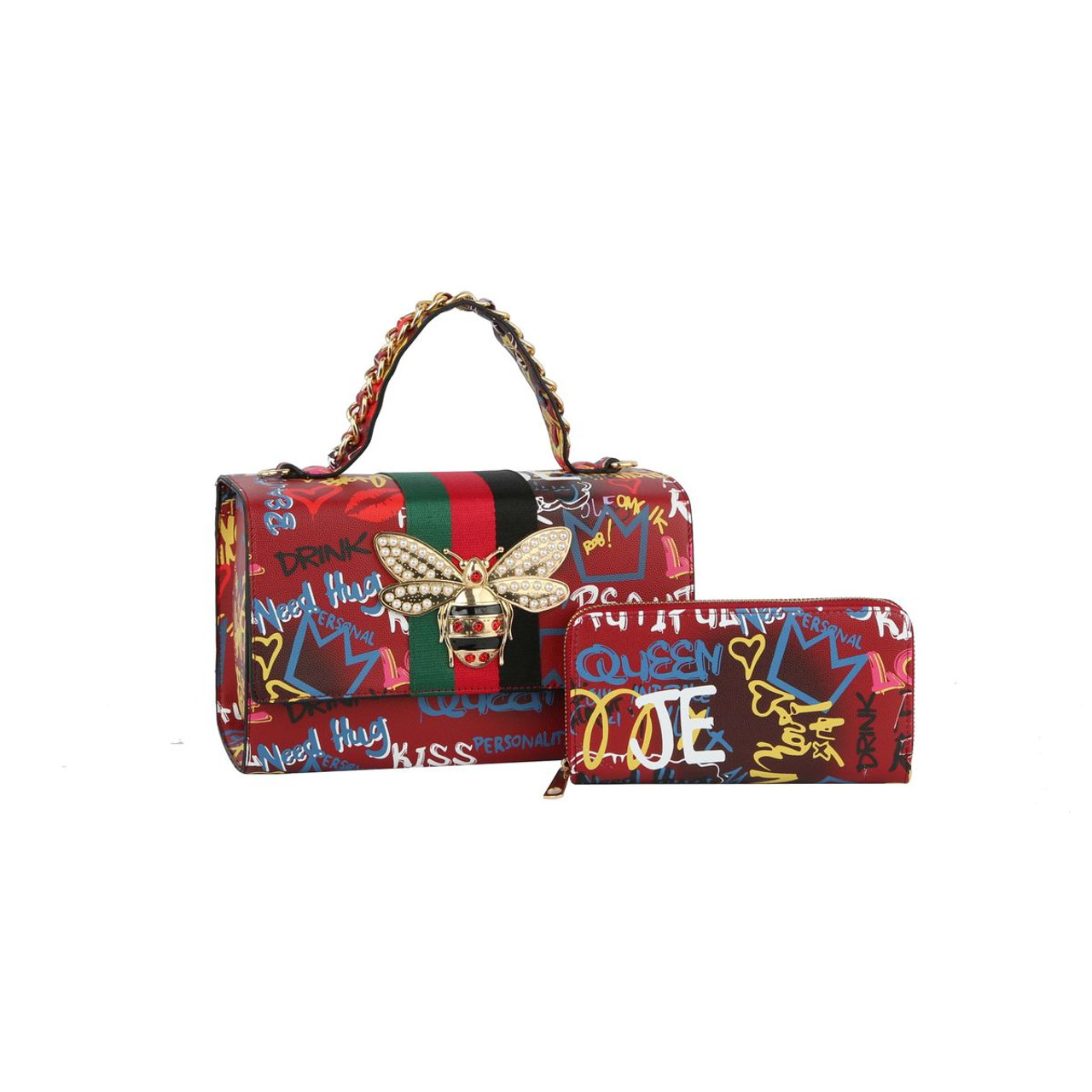 Graffiti Bee Print Satchel & Wallet Set product image