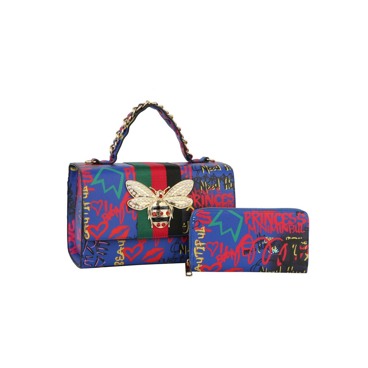 Graffiti Bee Print Satchel & Wallet Set product image