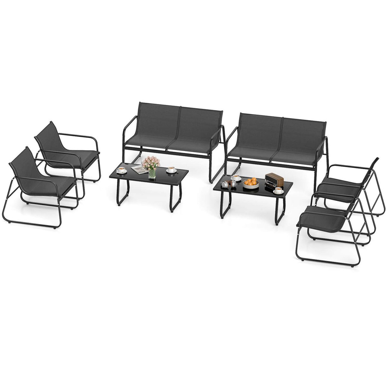 8-Piece Patio Furniture Set with Tempered Glass Top product image
