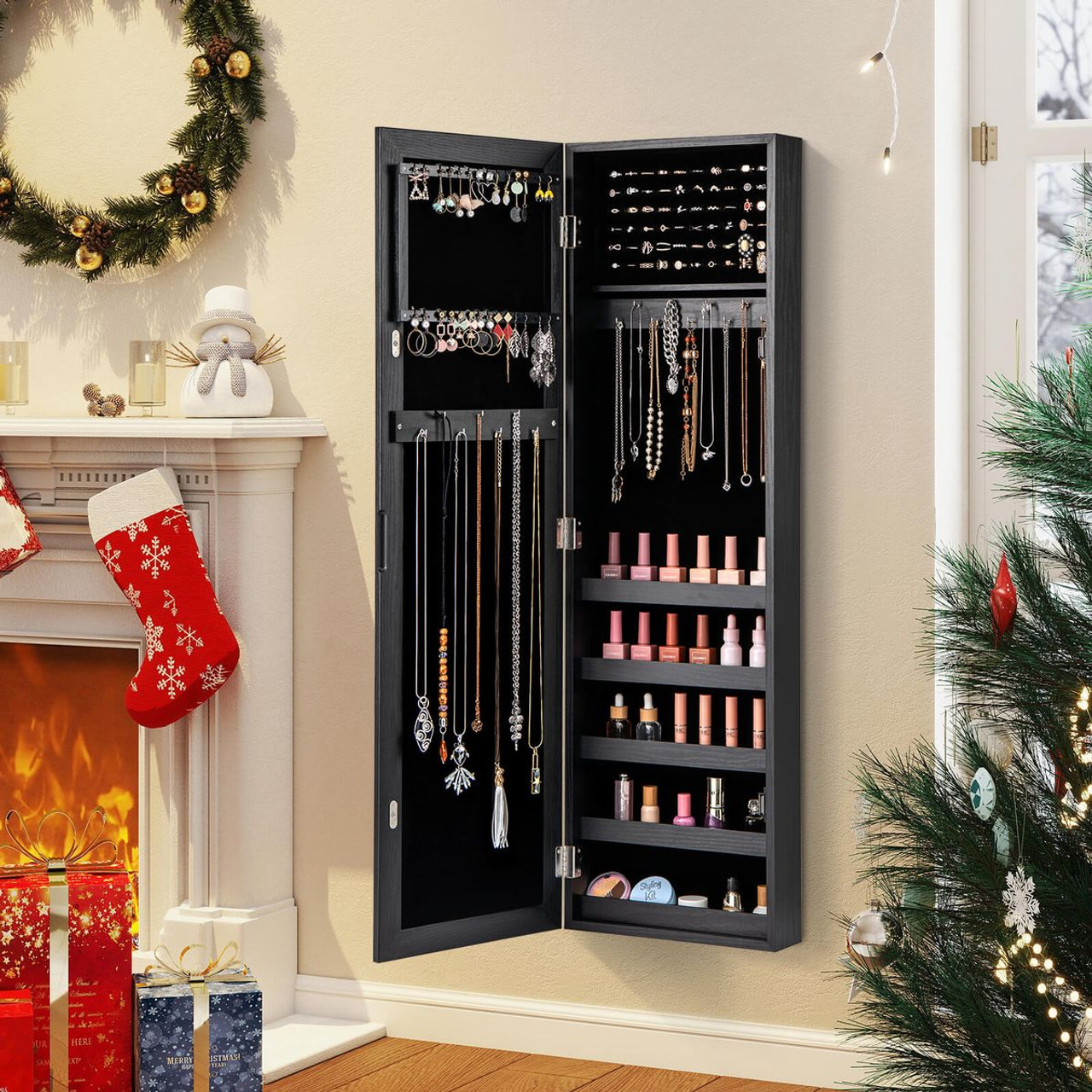 Door-Mounted Jewelry Armoire with Full-Length Mirror product image
