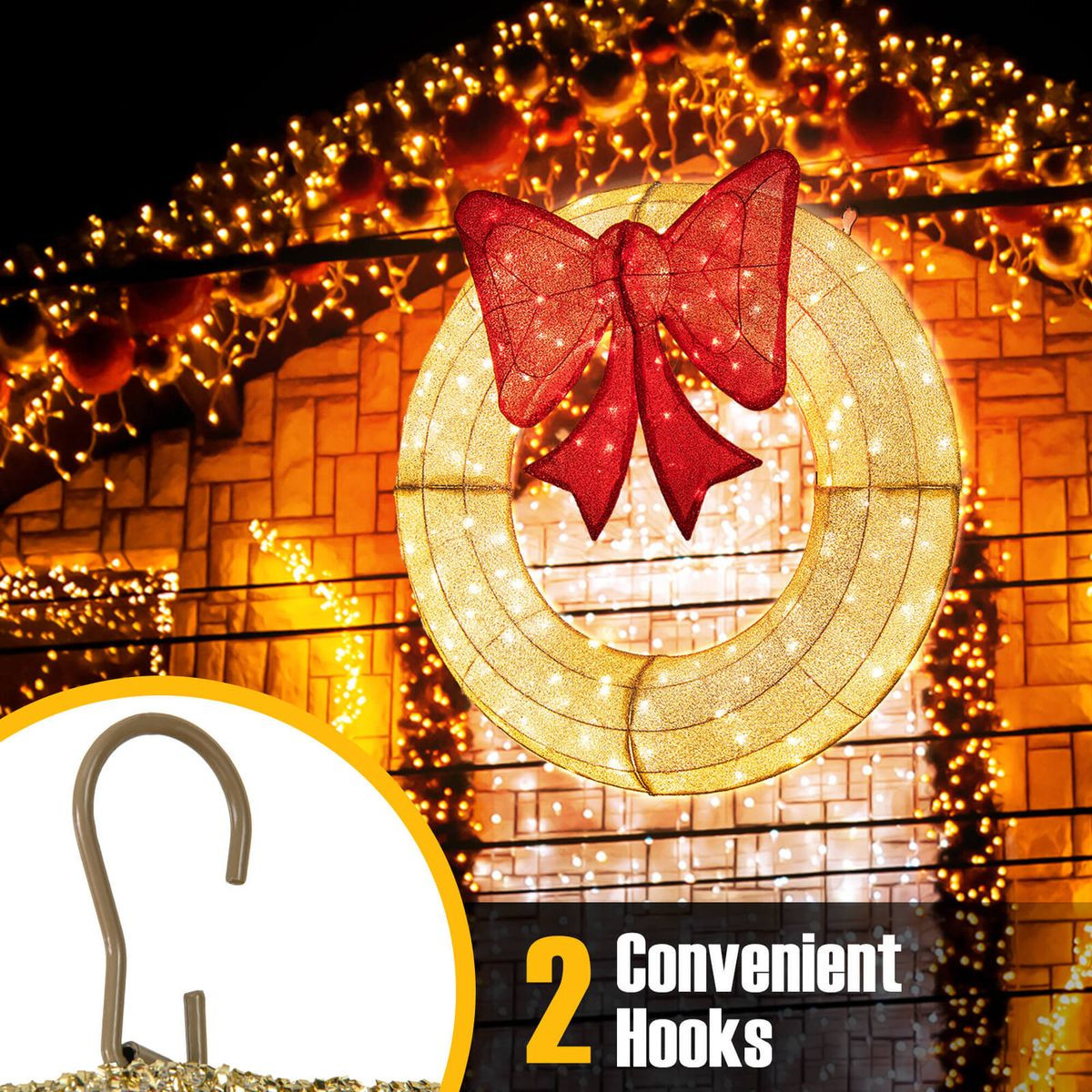 48" Pre-Lit Christmas Wreath with 200 LED Lights product image