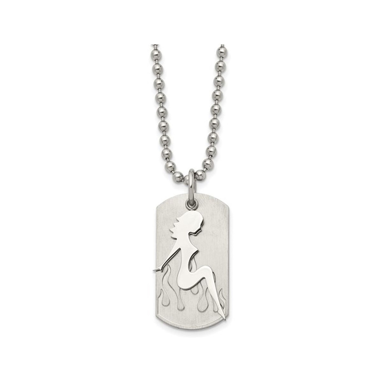 Mens Stainless Steel Silhouette Dogtag Necklace  product image Mens Stainless Steel Silhouette Dogtag Necklace  product image
