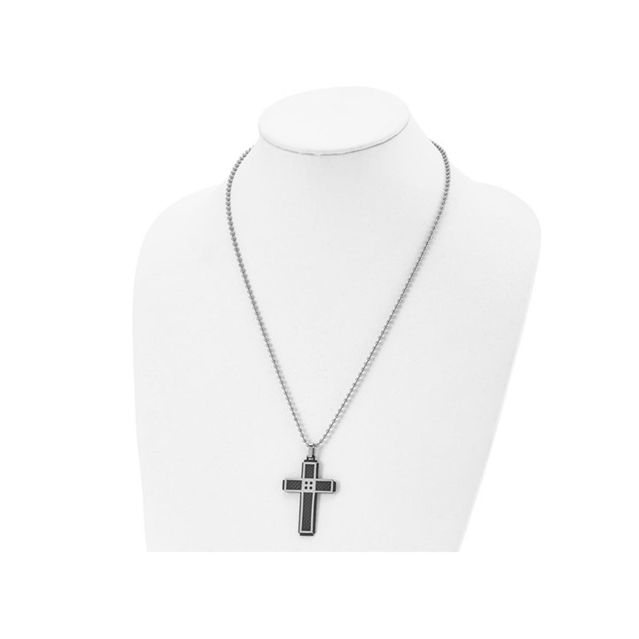 Mens Black Carbon Fiber Cross Necklace product image Mens Black Carbon Fiber Cross Necklace product image