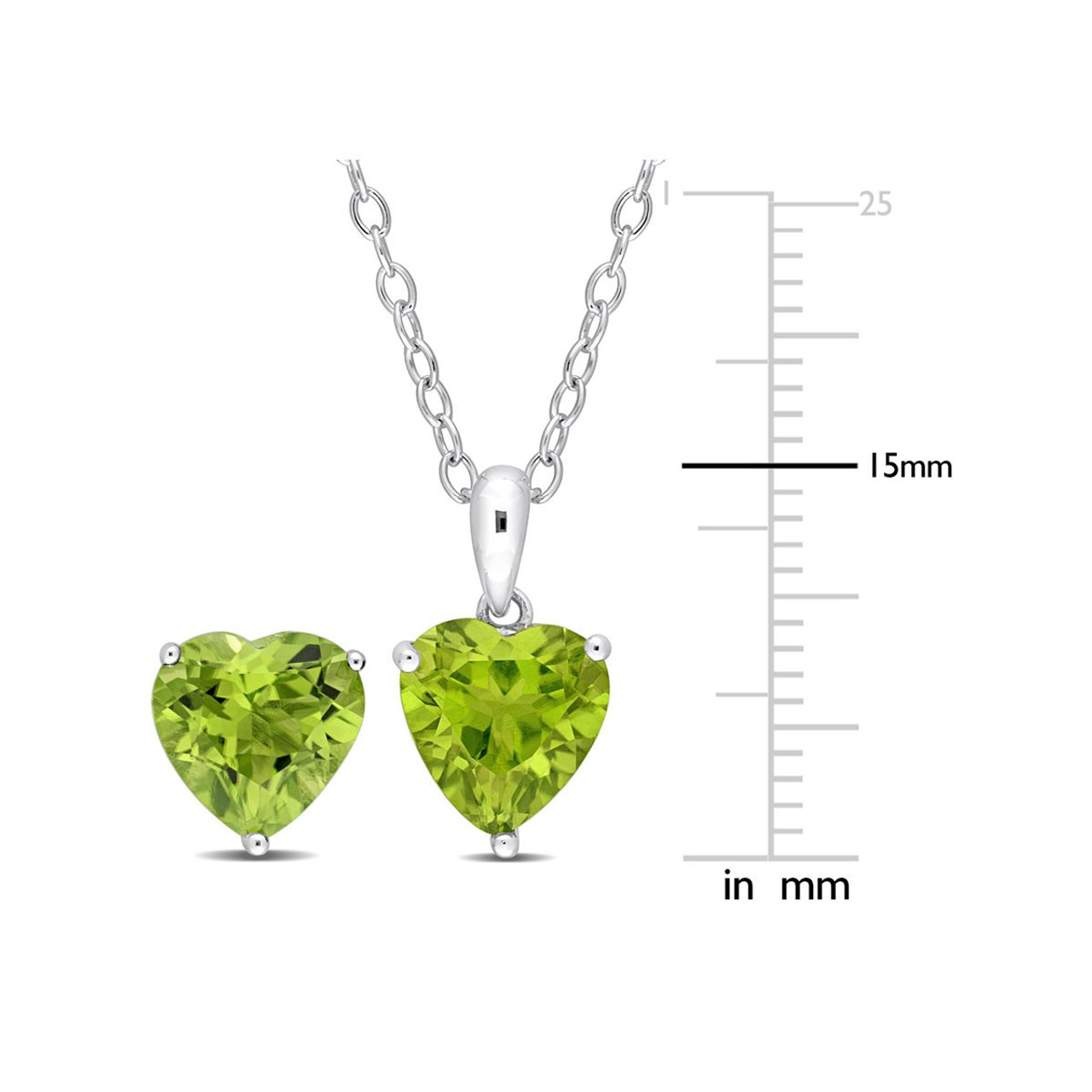 5.00 Carat (ctw) Heart Peridot Solitaire Earrings and Pendant Set product image 5.00 Carat (ctw) Heart Peridot Solitaire Earrings and Pendant Set product image