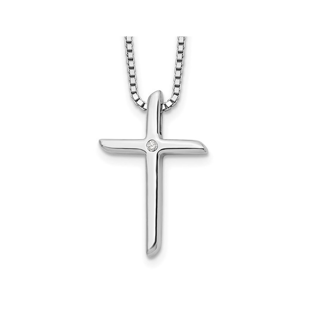 Sterling Silver Cross Pendant Necklace with Diamond Accents  product image Sterling Silver Cross Pendant Necklace with Diamond Accents  product image
