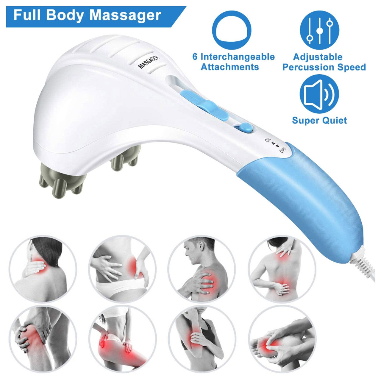 Handheld Full Body Percussion Massager with 6 Attachments product image