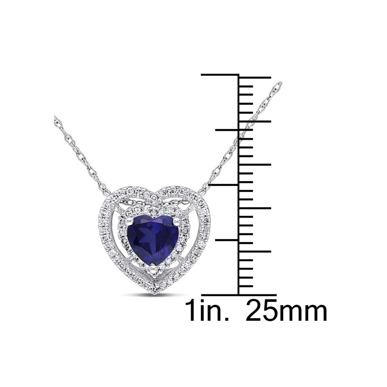 4/5 Carat (ctw) Lab-Created Blue Sapphire Halo Heart Pendant Necklace product image 4/5 Carat (ctw) Lab-Created Blue Sapphire Halo Heart Pendant Necklace product image