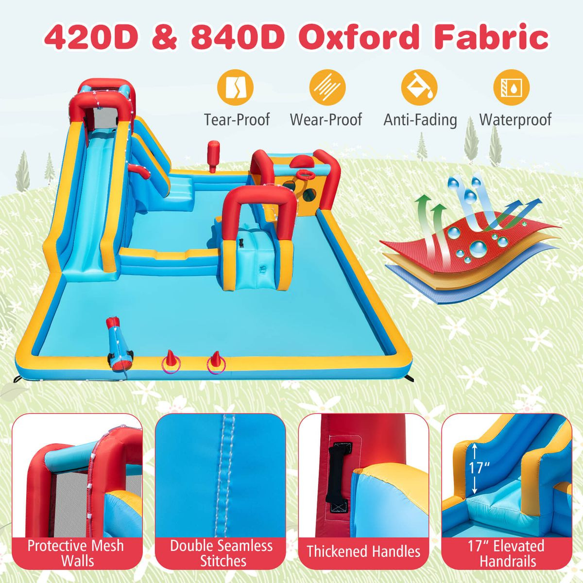 Inflatable Water Park with Protective Mesh Walls  product image