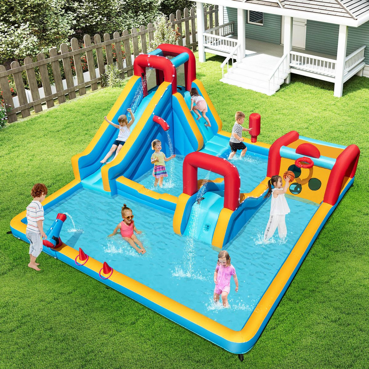 Inflatable Water Park with Protective Mesh Walls  product image