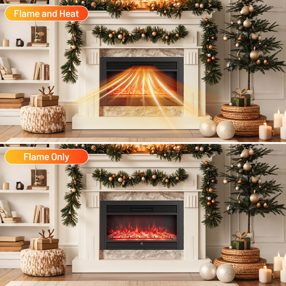 1500W Electric Fireplace Insert with Adjustable Thermostat product image