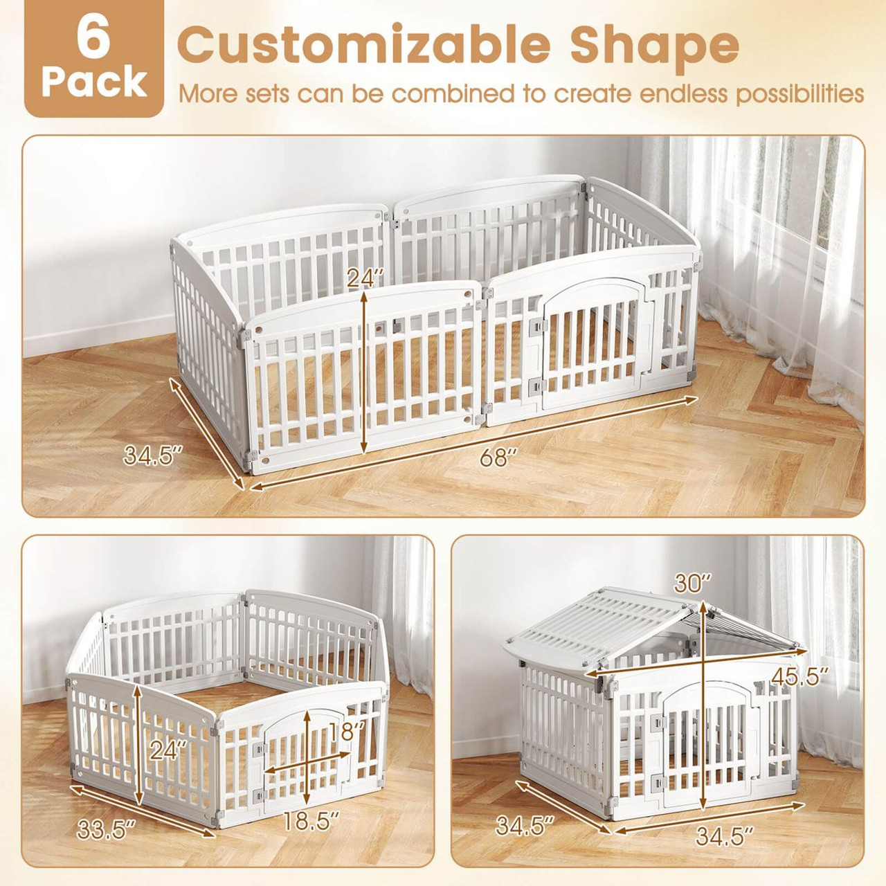 Panel Plastic Dog Playpen with Lockable Gate product image
