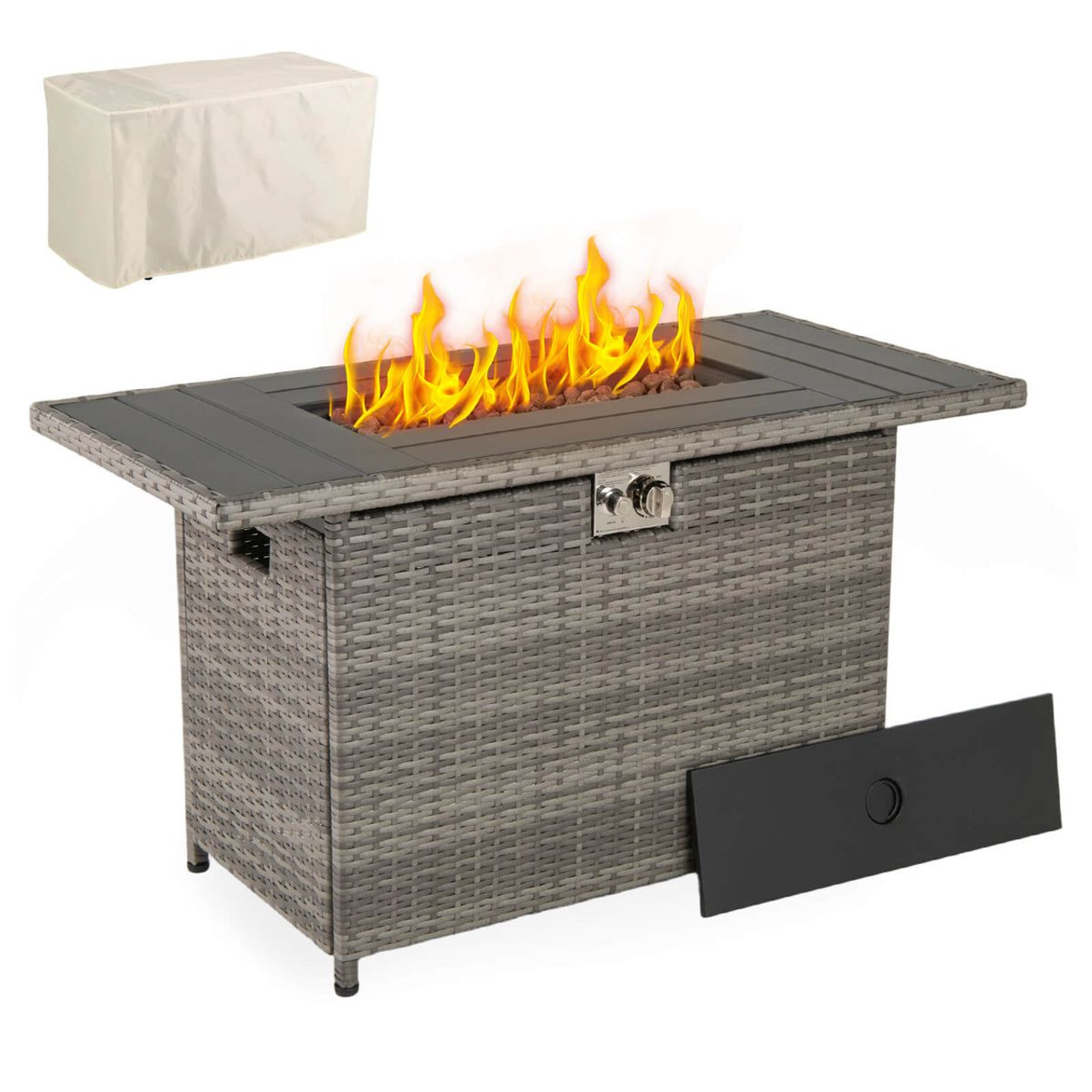 44.5" Propane Fire Pit Table with Metal Slatted Tabletop product image