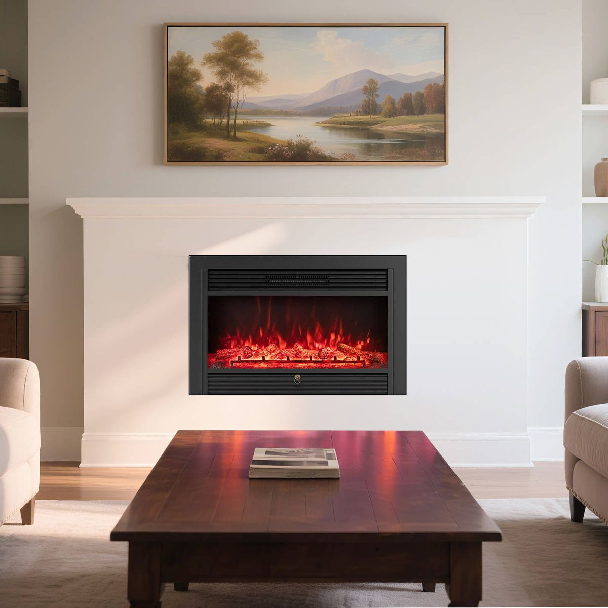 33" Electric 750W Recessed Fireplace with Adjustable Thermostat product image