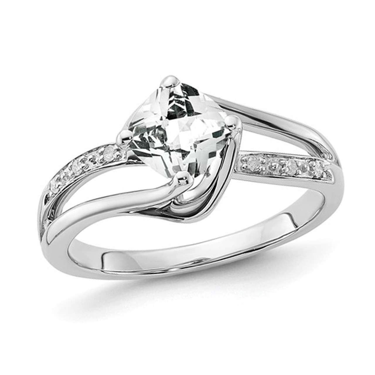 1.05 Carat (ctw) Cushion-Cut White Topaz Ring product image 1.05 Carat (ctw) Cushion-Cut White Topaz Ring product image