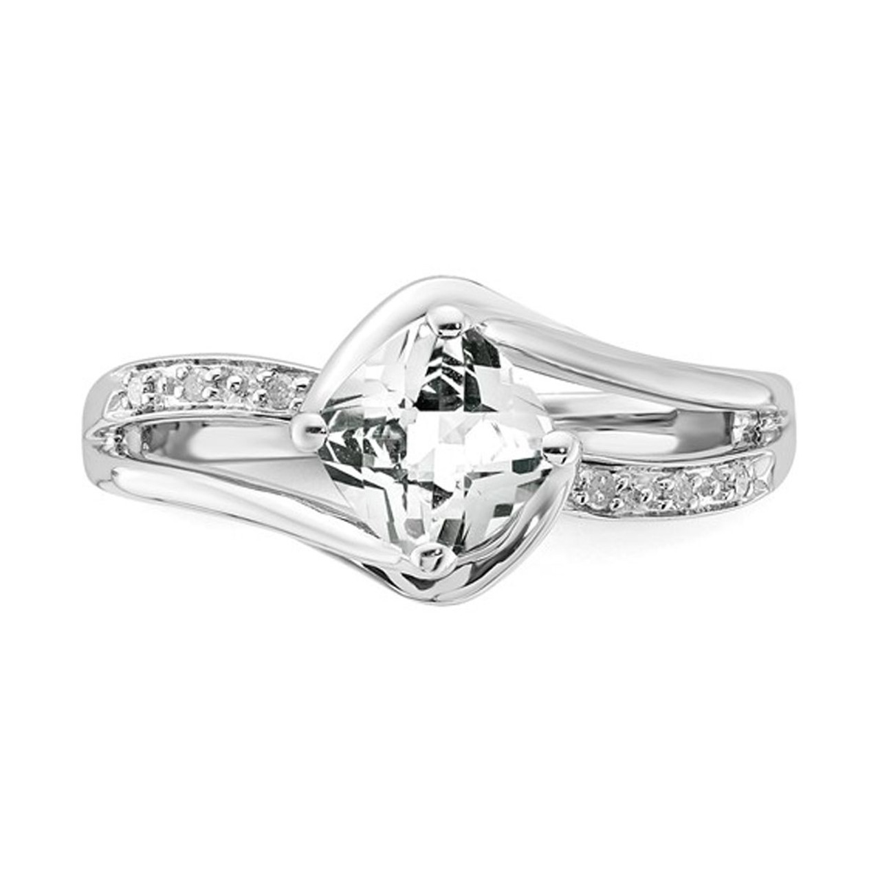 1.05 Carat (ctw) Cushion-Cut White Topaz Ring product image 1.05 Carat (ctw) Cushion-Cut White Topaz Ring product image