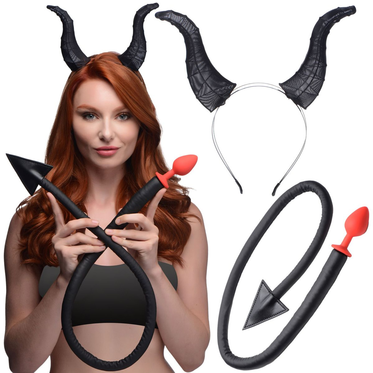 Devil Tail Anal Plug and Horns Set product image