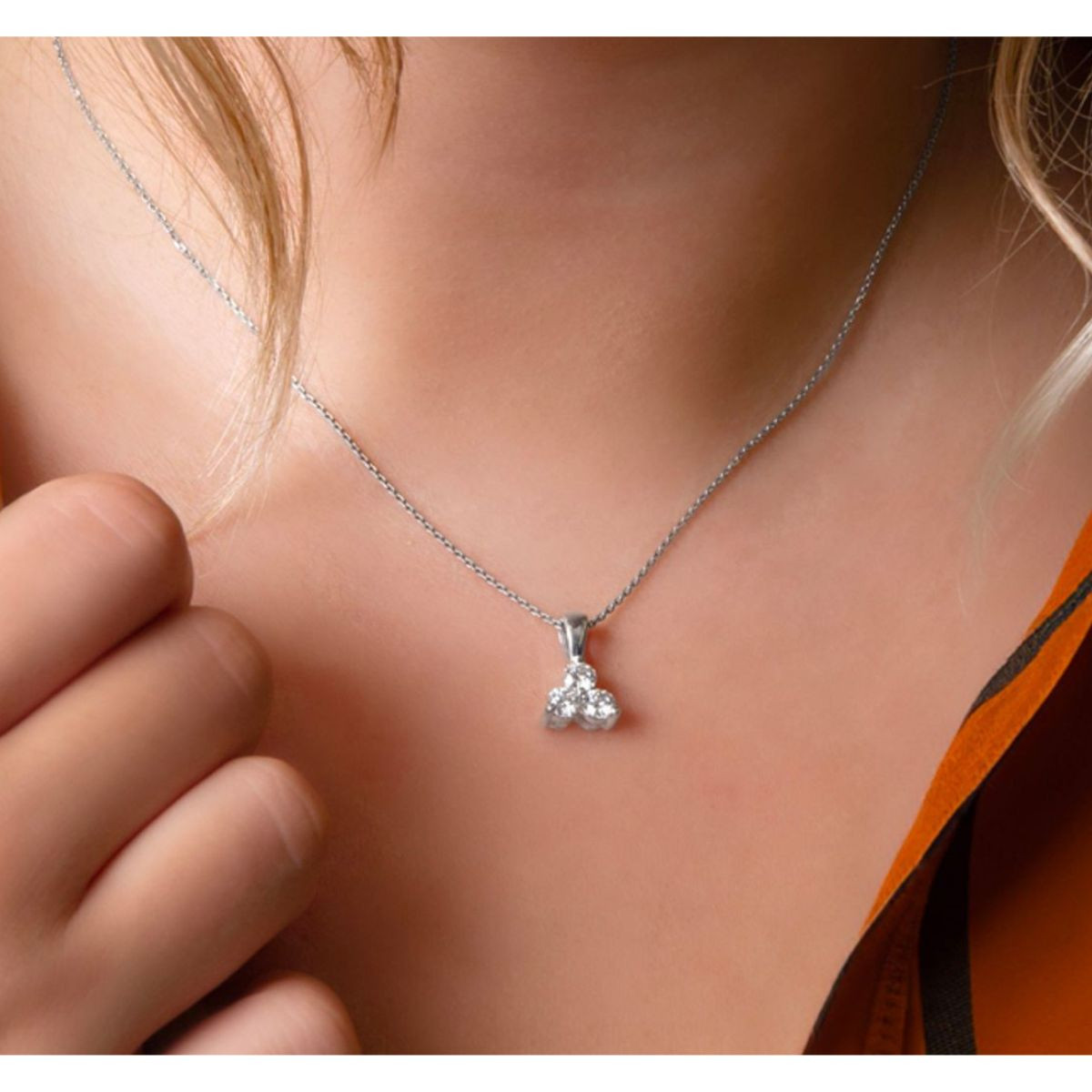 1 Carat Lab Created Diamond Triangle Necklace product image