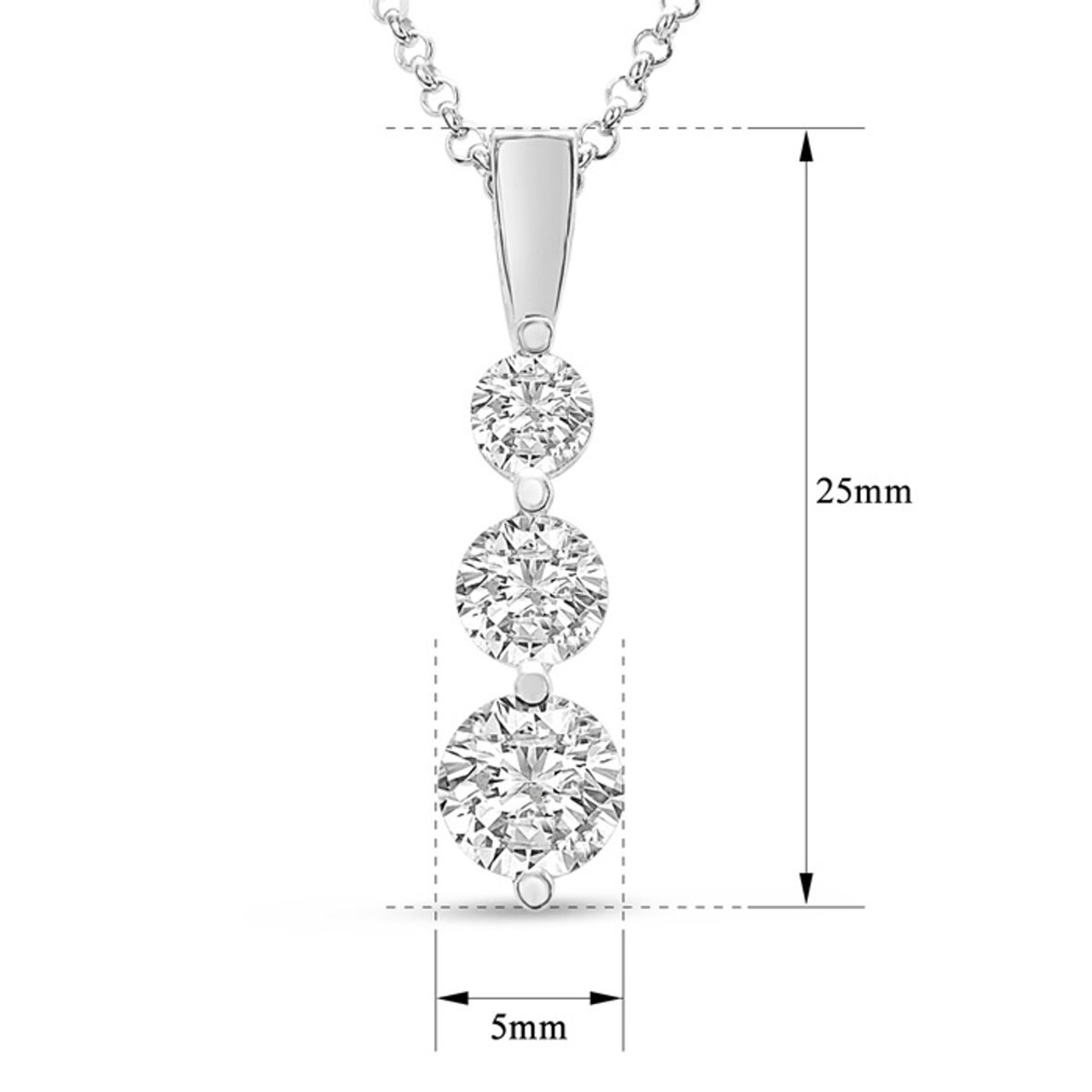 1.50 Carat Real Diamond Three Stone Necklace product image