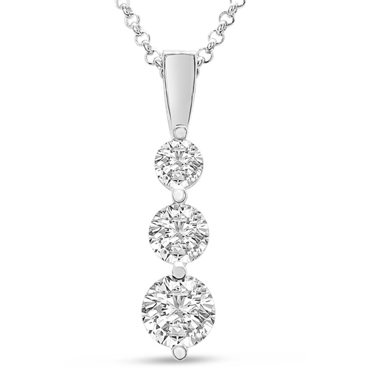 1.50 Carat Real Diamond Three Stone Necklace product image
