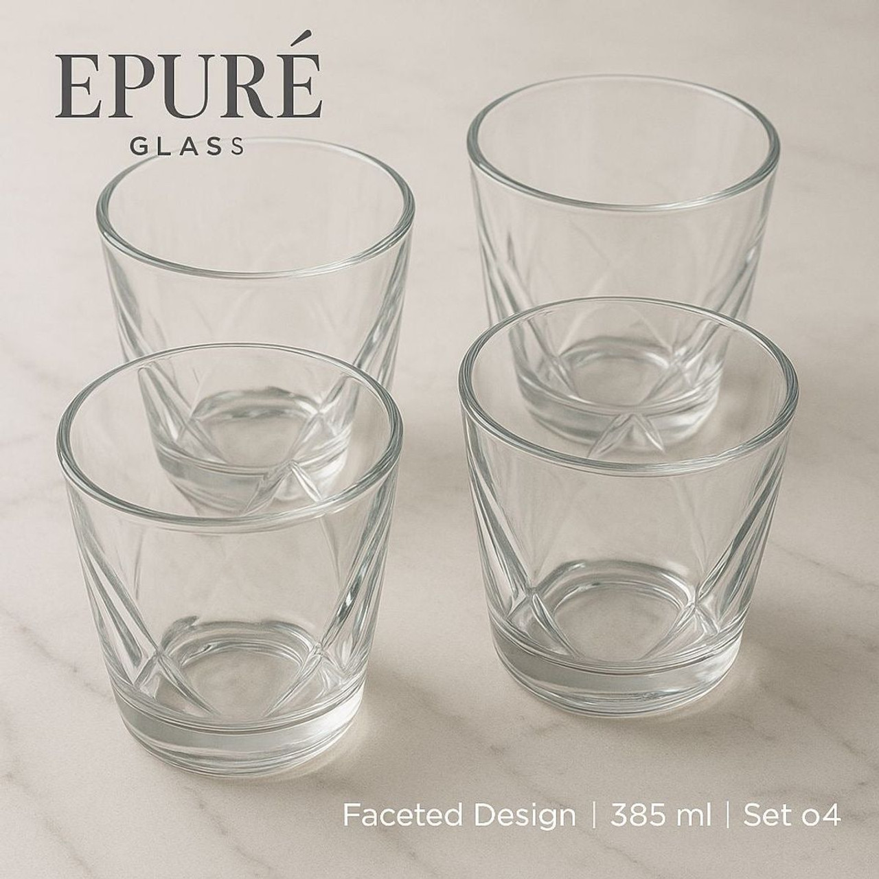 EPURE Elisse Luxe 13 oz Faceted Glass Cups (Set of 4) product image EPURE Elisse Luxe 13 oz Faceted Glass Cups (Set of 4) product image