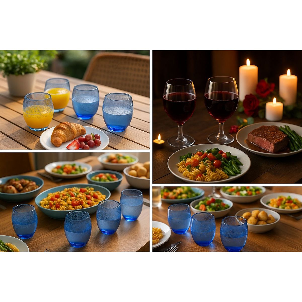 Epure Denali Rocks 13.75 oz Floral Print Glasses (Set of 4) product image