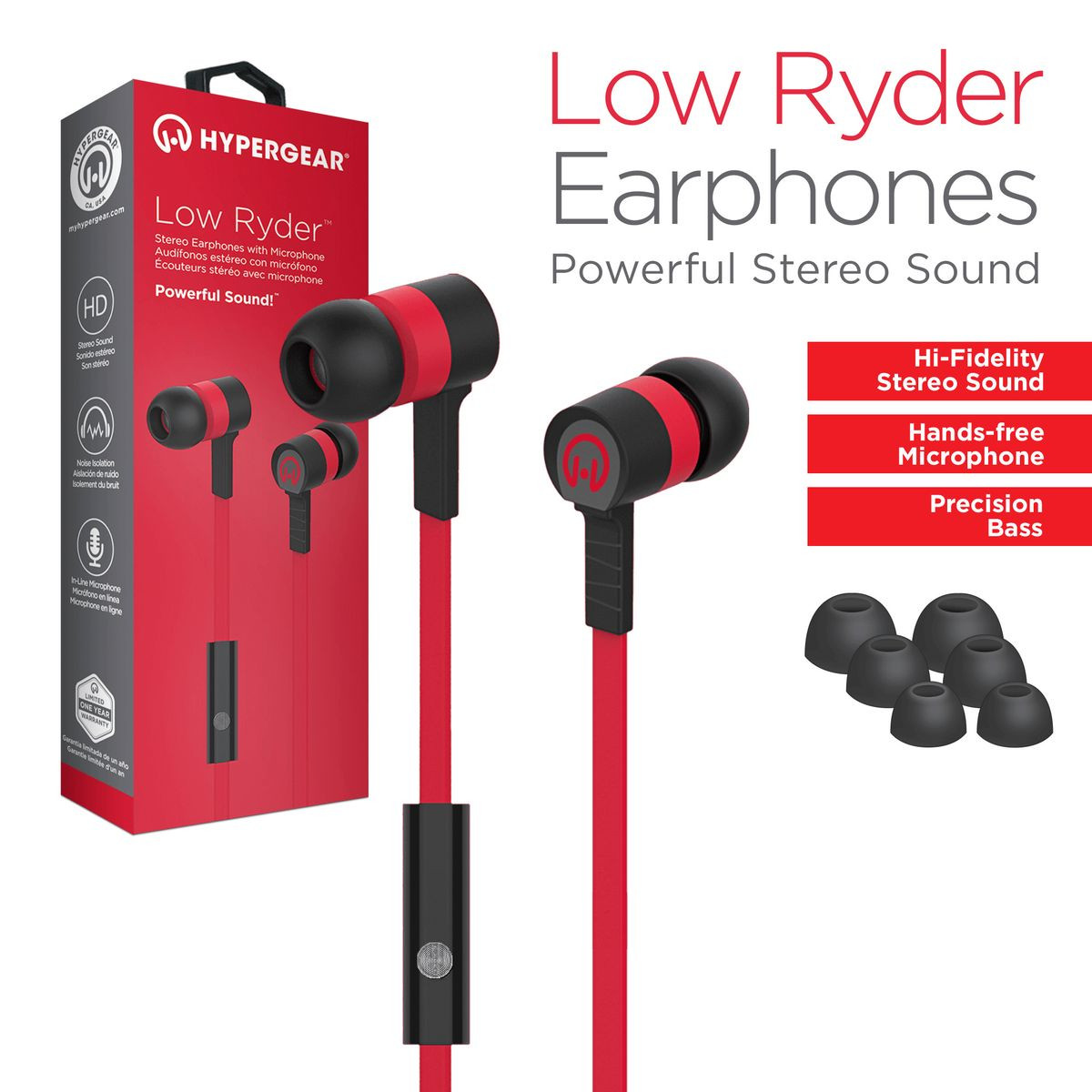 HyperGear Low Ryder Earphones with Mic 3.5mm product image