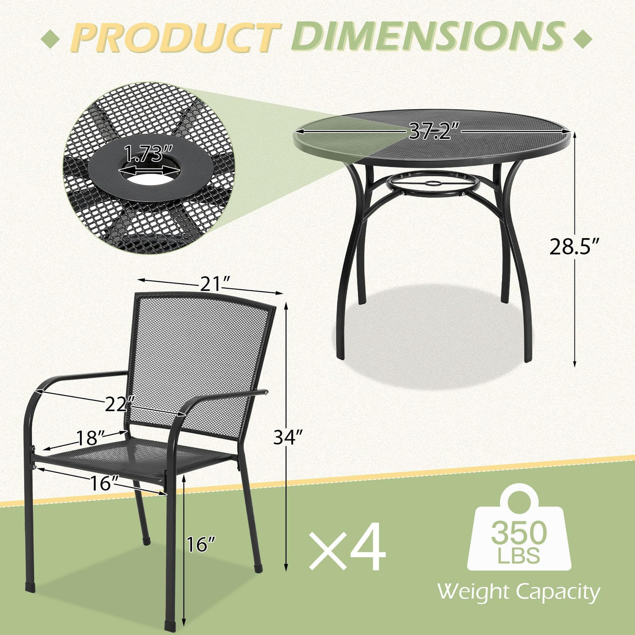 Metal Outdoor Table and Patio Dining Table Set for 4 product image