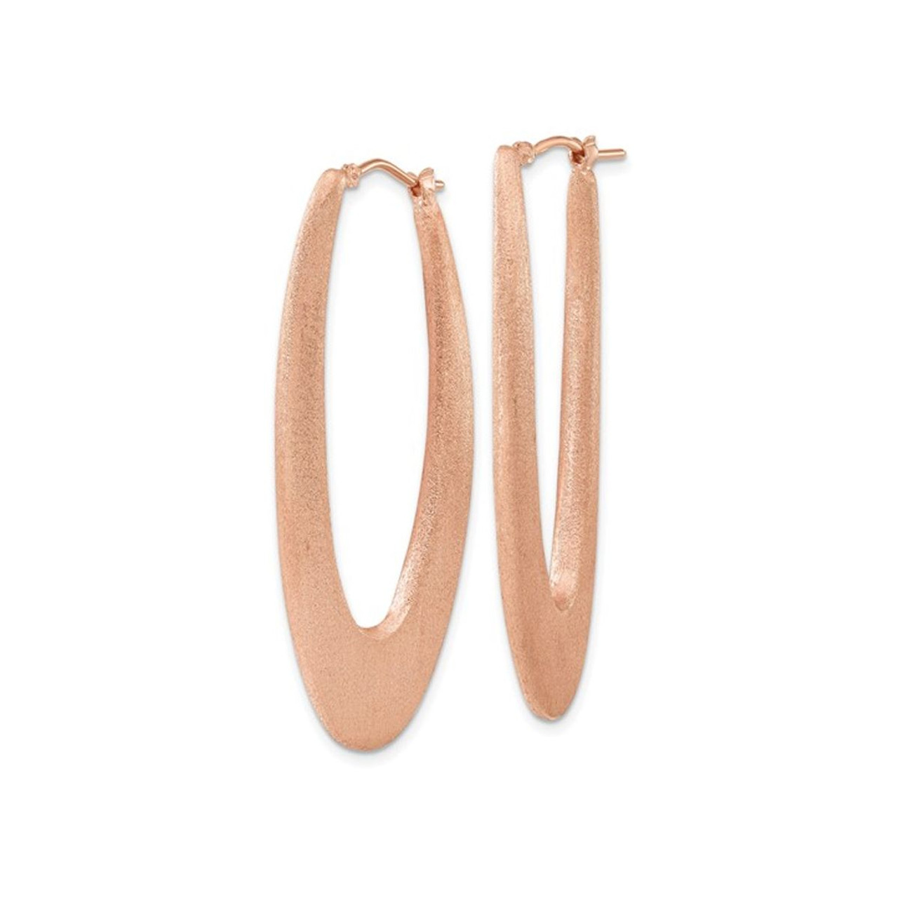 Rose Gold-Plated Brushed Sterling Silver Oval Hoop Earrings product image Rose Gold-Plated Brushed Sterling Silver Oval Hoop Earrings product image