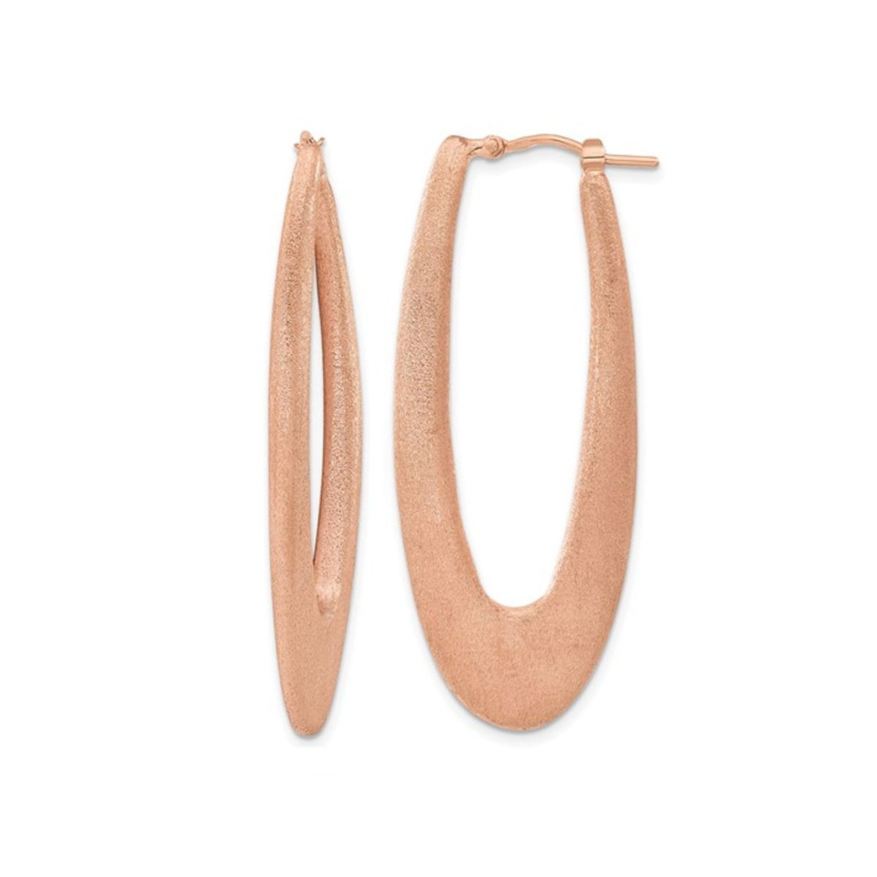 Rose Gold-Plated Brushed Sterling Silver Oval Hoop Earrings product image Rose Gold-Plated Brushed Sterling Silver Oval Hoop Earrings product image