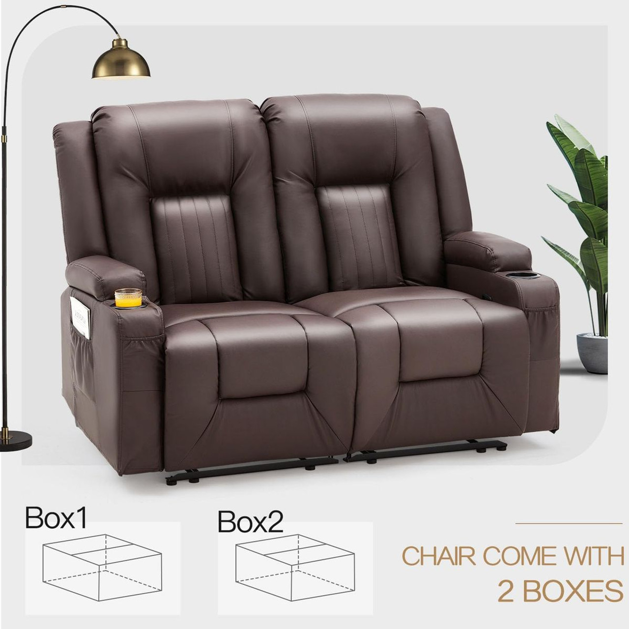 Loveseat Recliner with  Cup Holder and Side Pockets product image