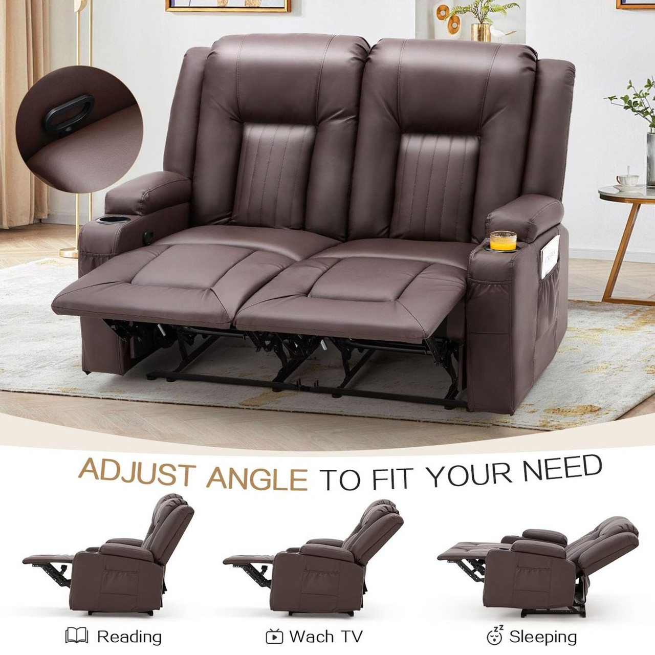 Loveseat Recliner with  Cup Holder and Side Pockets product image