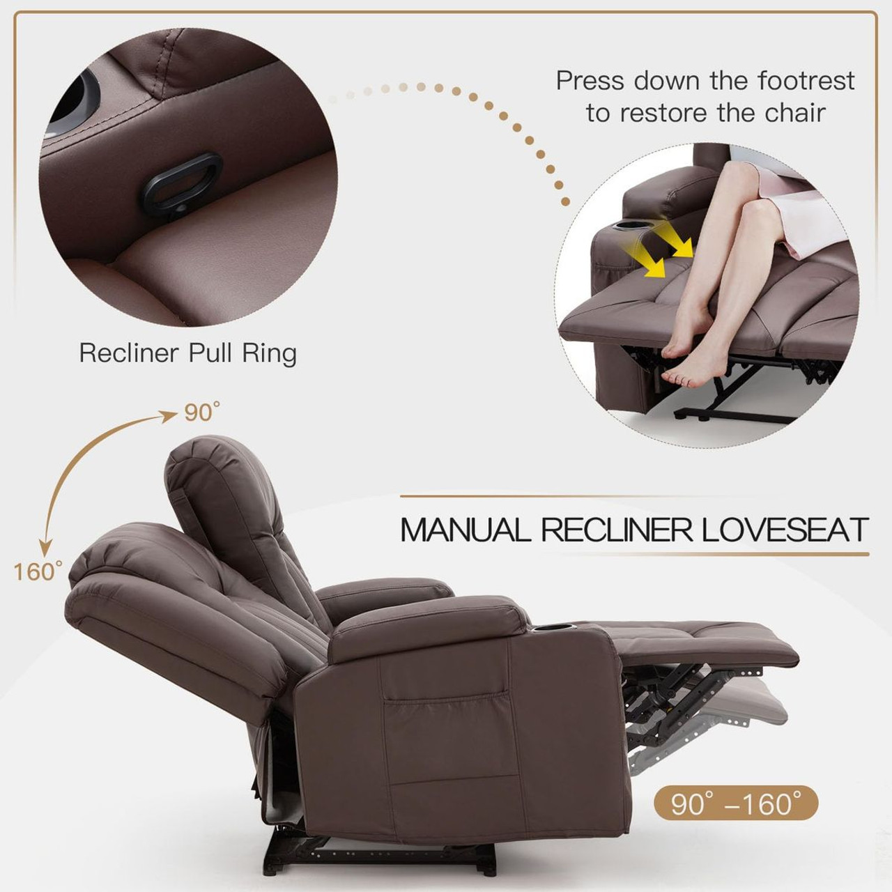 Loveseat Recliner with  Cup Holder and Side Pockets product image
