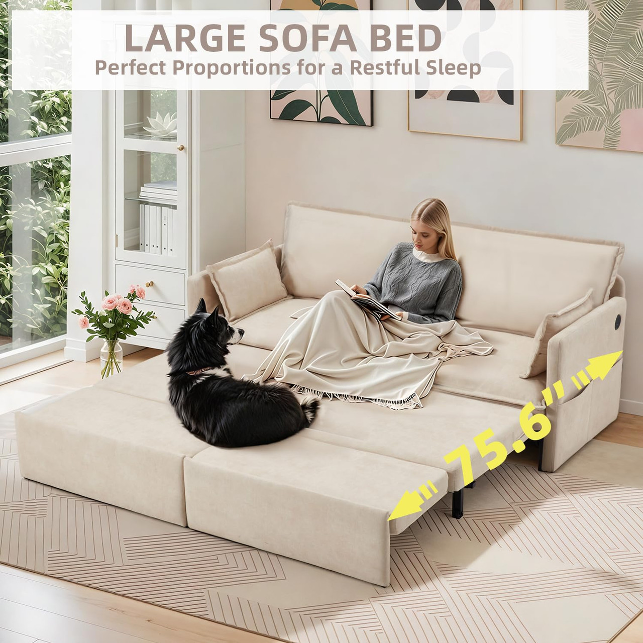 72" Pull Out Sofa Bed with USB Ports and Side Pockets product image 72" Pull Out Sofa Bed with USB Ports and Side Pockets product image