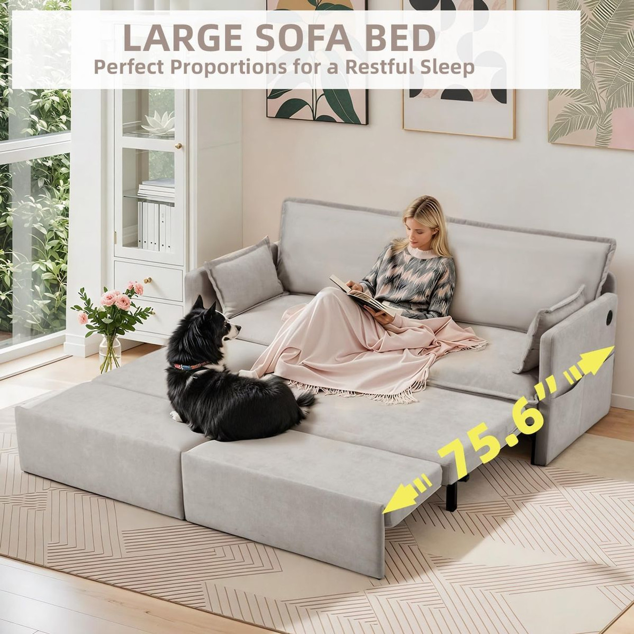 72" Pull Out Sofa Bed with USB Ports and Side Pockets product image 72" Pull Out Sofa Bed with USB Ports and Side Pockets product image