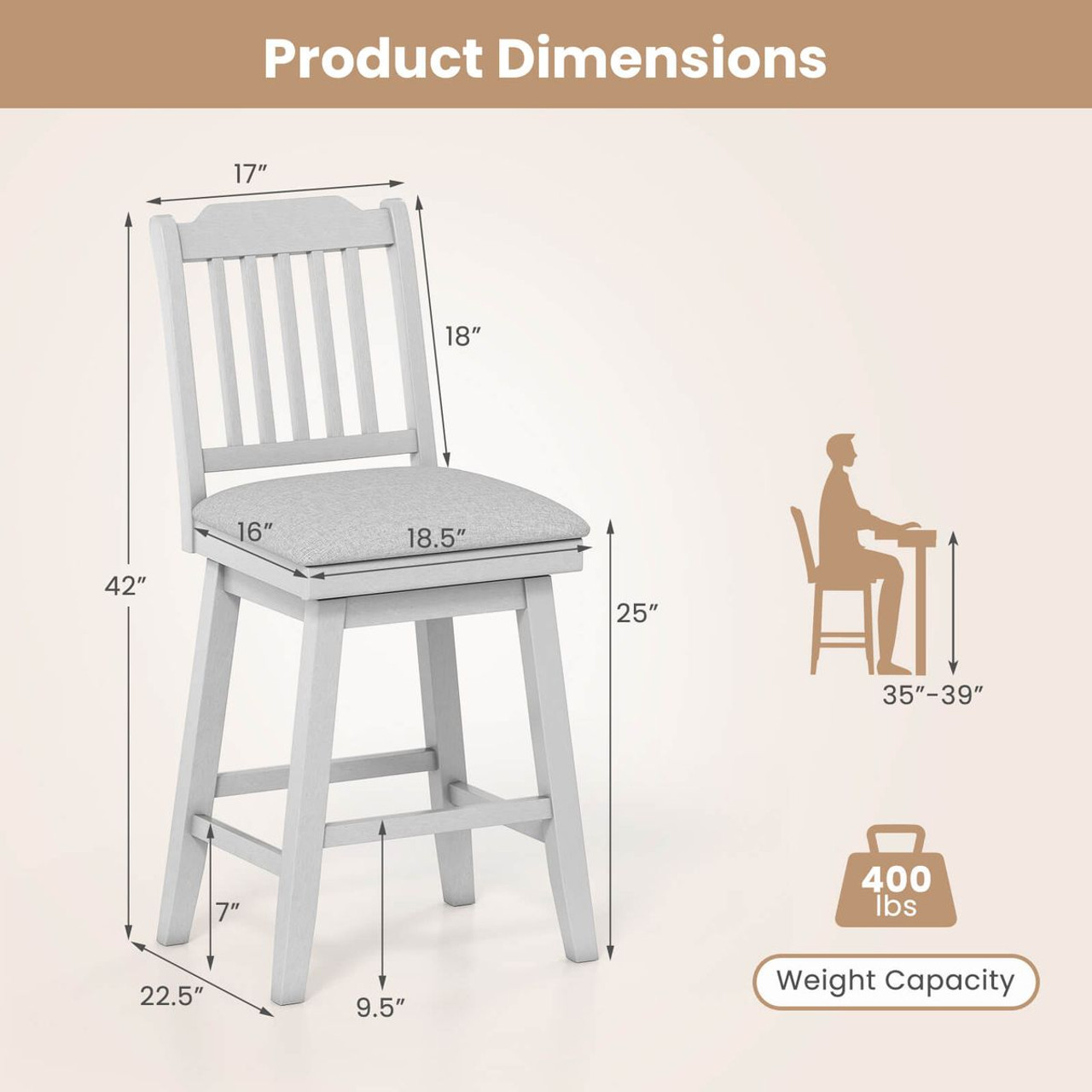 25" Counter Height Bar Stools (Set of 2 or 4) product image
