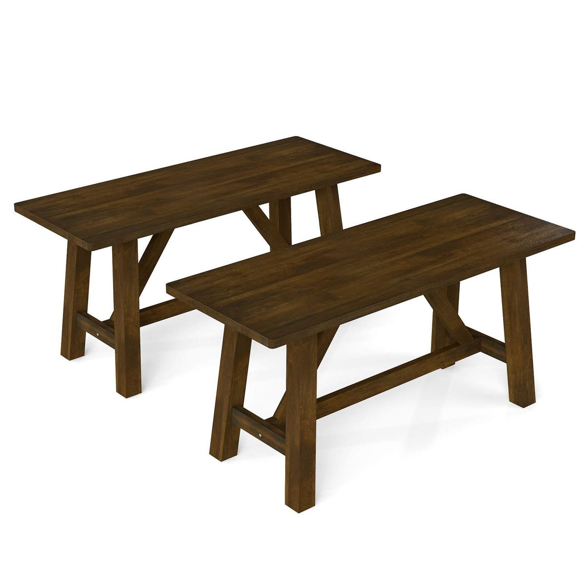 Wooden Dining Bench with Trapezoidal Support product image