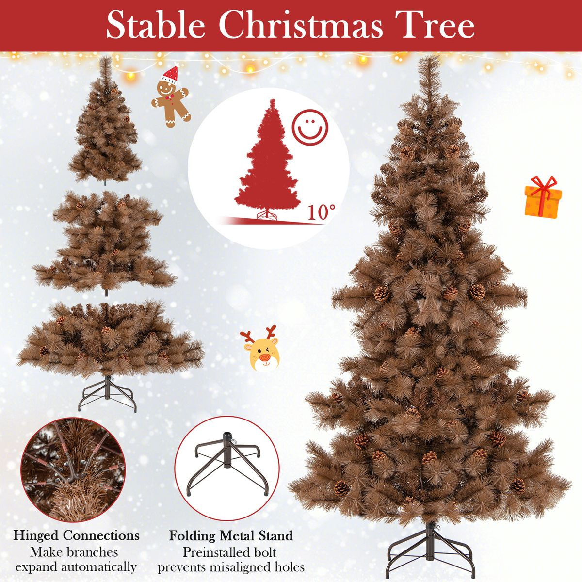 6FT Artificial Christmas Tree with 200 LED Lights product image