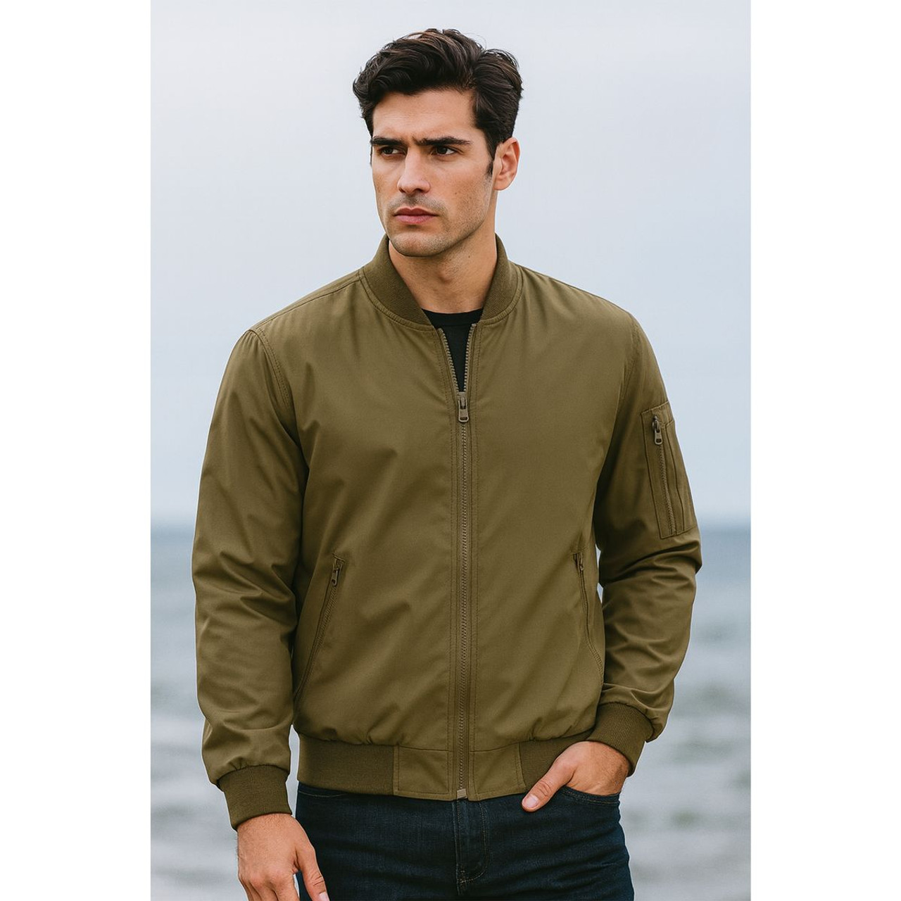 Men's MA-1 Lightweight Zip-up Bomber Jacket product image