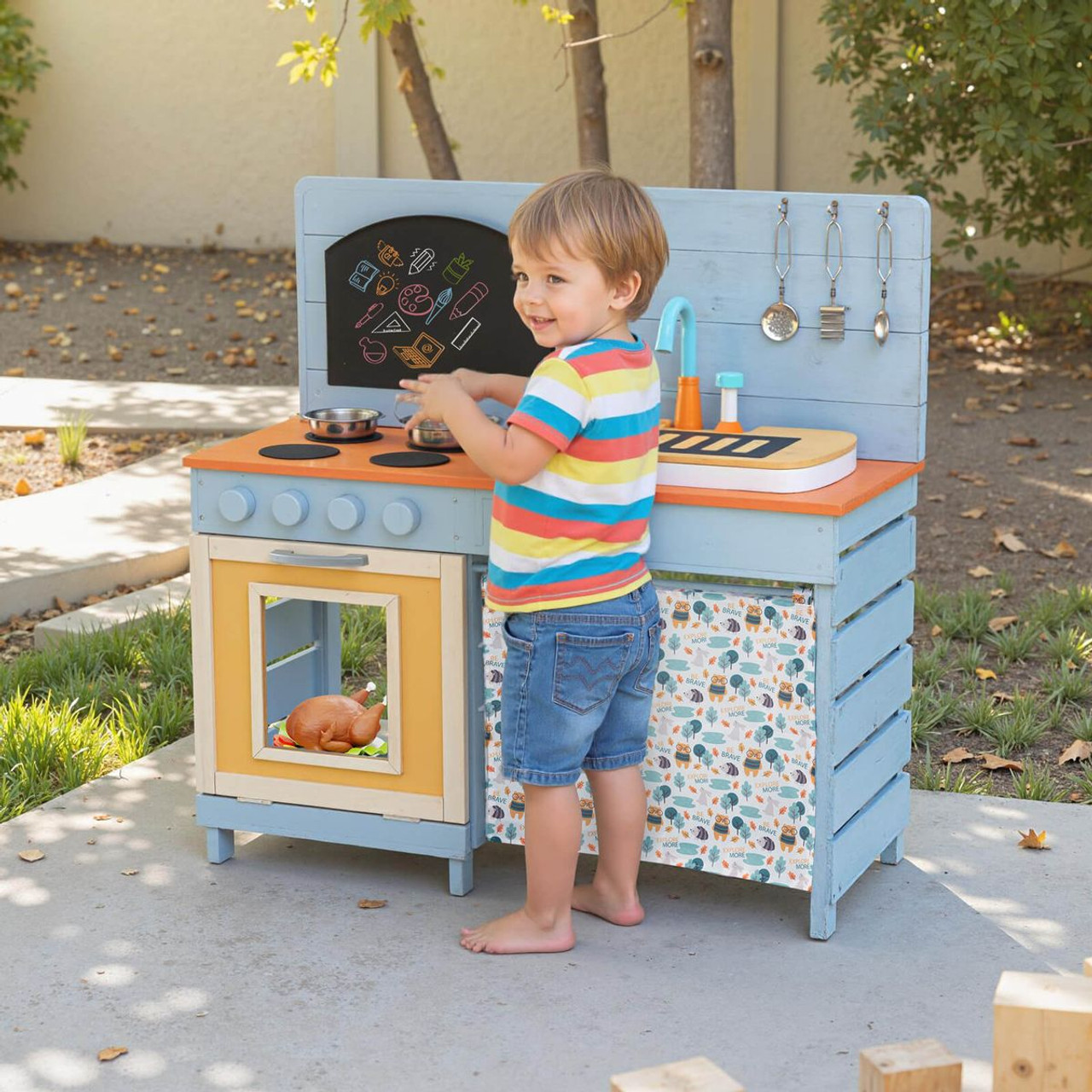 Kids Wooden Kitchen Playset with Circulation Faucet product image
