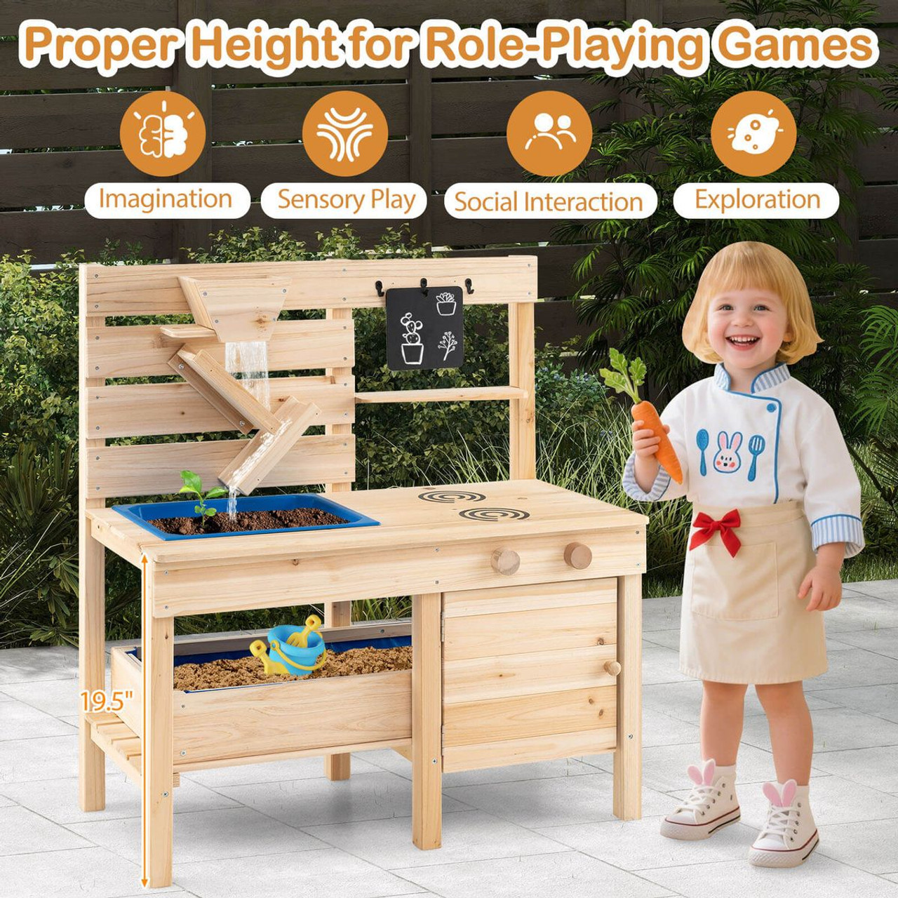 Kids Mud Kitchen with Detachable Sandbox product image